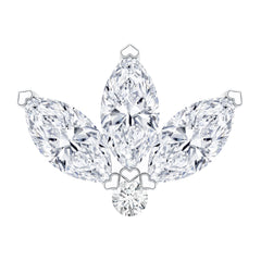 Marquise Cut Diamond Lotus Flower Earring for Cartilage Piercing
