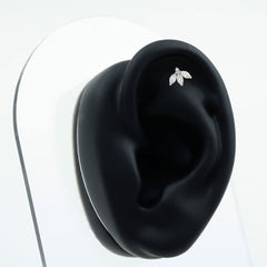 Marquise Cut Diamond Lotus Flower Earring for Cartilage Piercing