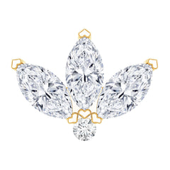 Marquise Cut Diamond Lotus Flower Earring for Cartilage Piercing