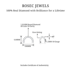 Certified Diamond Half Circle Earring for Piercing