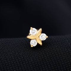 Brilliant Cut Diamond Floral Earring for Conch Piercing