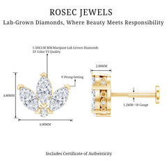 Marquise Diamond Lotus Earring for Cartilage Piercing