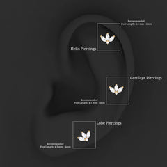Marquise Diamond Lotus Earring for Cartilage Piercing