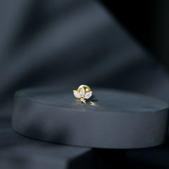 Marquise Diamond Lotus Earring for Cartilage Piercing