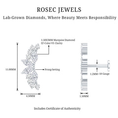 Unique Diamond Crawler Earring for Cartilage Piercing