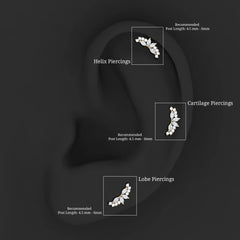 Unique Diamond Crawler Earring for Cartilage Piercing