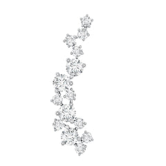 Natural Diamond Cluster Crawler Earring for Helix Piercing