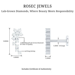 Diamond Floral Cluster Earring for Helix Piercing