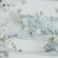 Diamond Floral Cluster Earring for Helix Piercing