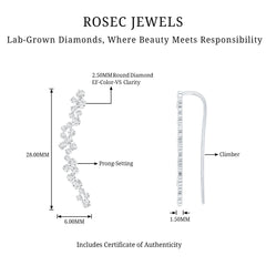 Diamond Cluster Climber Earring for Helix Piercing