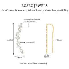 Diamond Cluster Climber Earring for Helix Piercing