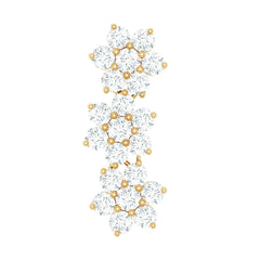 Diamond Three Flower Crawler Earring for Helix Piercing