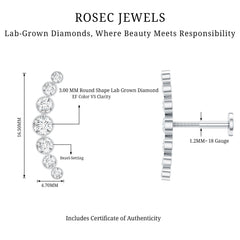 Graduated Diamond Crawler Helix Earring in Bezel Set