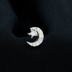 Certified Diamond Crescent Moon Helix Earring with Star