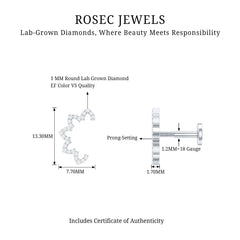 Certified Diamond Curved Floral Earring for Cartilage Piercing