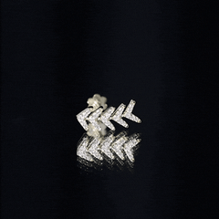 Minimalist Diamond Leaf Crawler Earring for Helix Piercing