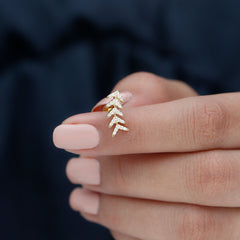 Minimalist Diamond Leaf Crawler Earring for Helix Piercing