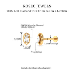 Marquise Diamond Solitaire Cartilage Earring