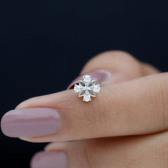 Nature Inspired Certified Diamond Flower Earring for Helix Piercing