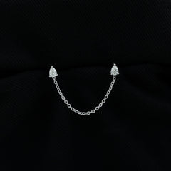Pear Shape Diamond Chain Double Piercing Earring