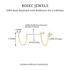 Pear Shape Diamond Chain Double Piercing Earring