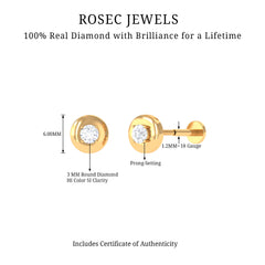 Classic Diamond Solitaire Helix Piercing Earring