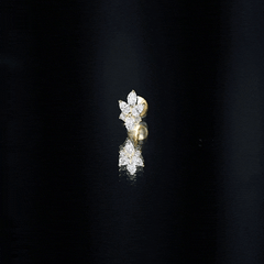 Marquise Diamond Cluster Flower Earring with Flat Back