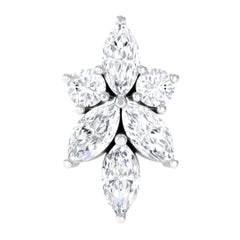 Marquise Diamond Cluster Flower Earring with Flat Back