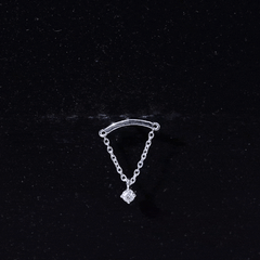 Single Diamond Hidden Helix Earring with Chain