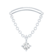 Single Diamond Hidden Helix Earring with Chain