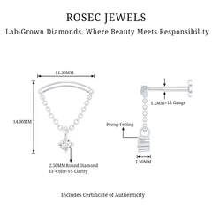 Single Diamond Hidden Helix Earring with Chain