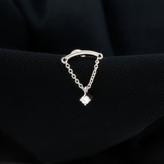 Single Diamond Hidden Helix Earring with Chain