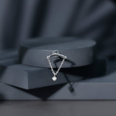 Single Diamond Hidden Helix Earring with Chain