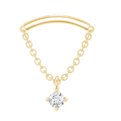 Single Diamond Hidden Helix Earring with Chain