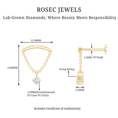 Single Diamond Hidden Helix Earring with Chain