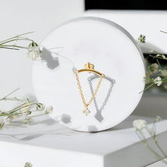 Single Diamond Hidden Helix Earring with Chain