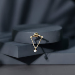 Single Diamond Hidden Helix Earring with Chain