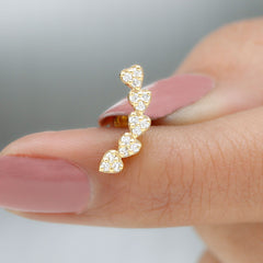 Diamond Heart Crawler Earring for Helix Piercing