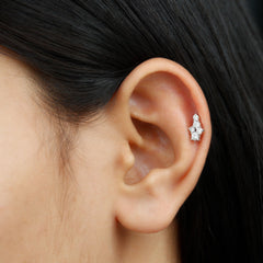 Certified Diamond Cluster Cartilage Piercing Earring