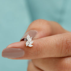 Nature Inspired Marquise Diamond Cluster Earring for Helix