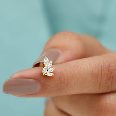 Nature Inspired Marquise Diamond Cluster Earring for Helix