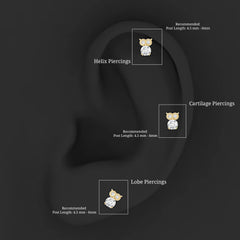 Diamond Owl Earring for Cartilage Piercing