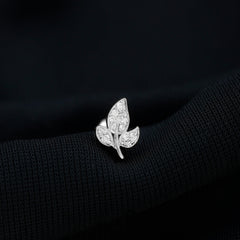 Diamond Leaf Flat Back Cartilage Stud Earring (18G) – Nature Inspired Helix & Tragus Jewelry in Gold