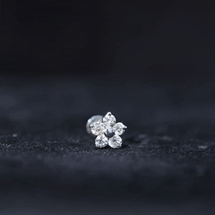 Nature Inspired Diamond Flower Earring for Tragus Piercing