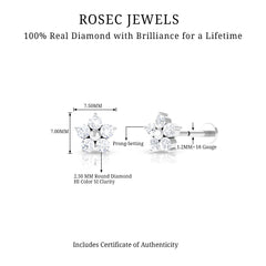 Nature Inspired Diamond Flower Earring for Tragus Piercing