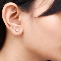 Brilliant Cut Diamond Solitaire Earring Set for Helix Piercing