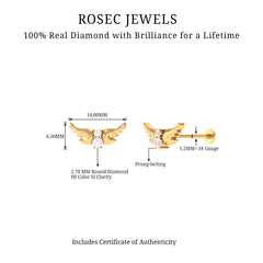 Animal Inspired Diamond Bird Earring for Helix Piercing