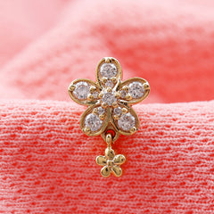 Certified Diamond Flower Helix Drop Earring