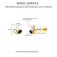 Pear Shape Diamond Leaf Earring for Helix Piercing