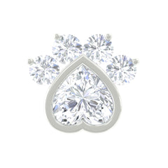 Heart Shape Diamond Dog Paw Print Earring